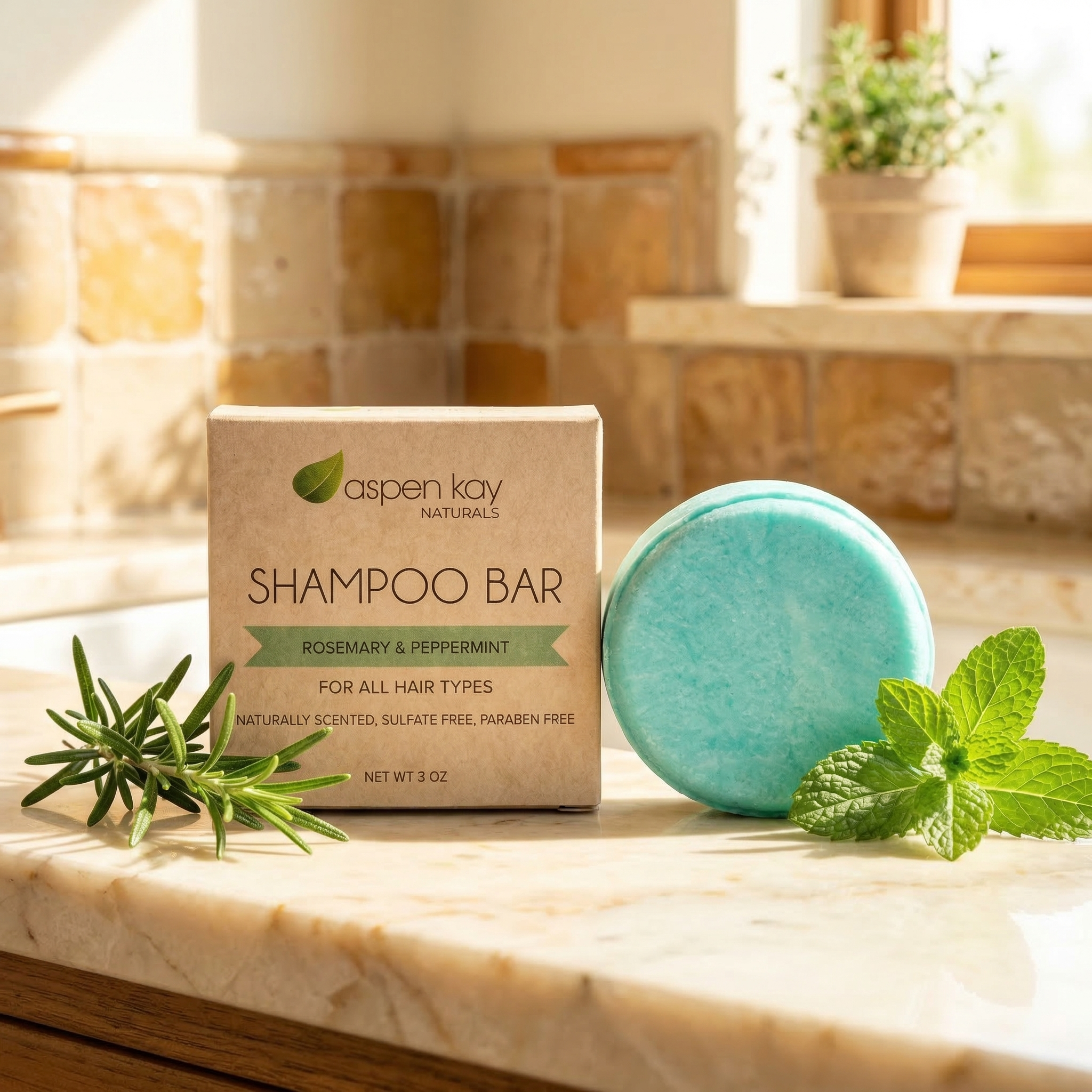 Shampoo Bar - Rosemary Mint: Gentle, Organic Hair Care | Aspen Kay
