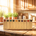 Bar Soap Bundle (10 Bars of Soap) natural organic bar soap boxes lined up on wooden kitchen counter with sunlight