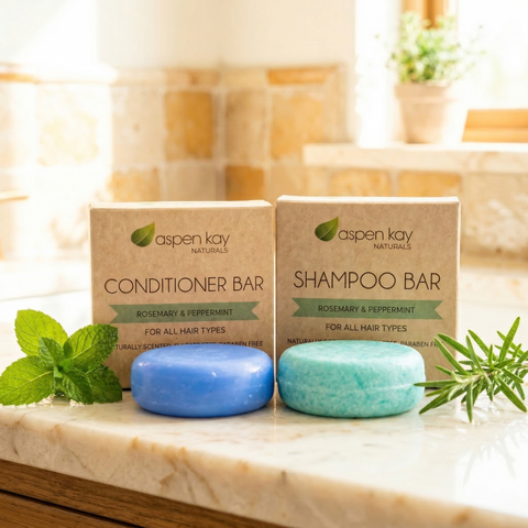 Rosemary and Mint Shampoo & Conditioner Set  with Mini Soap Dish
